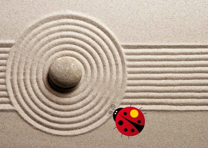 Illustration zen avec coccinelle – symbole de la Slow Communication